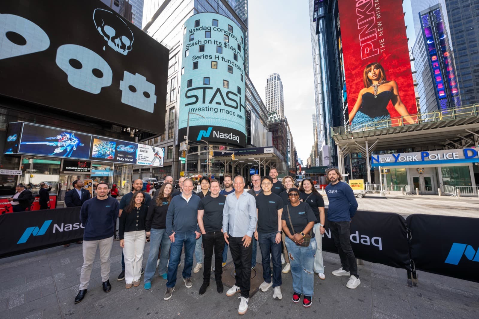 Stash team gathered in Times Square