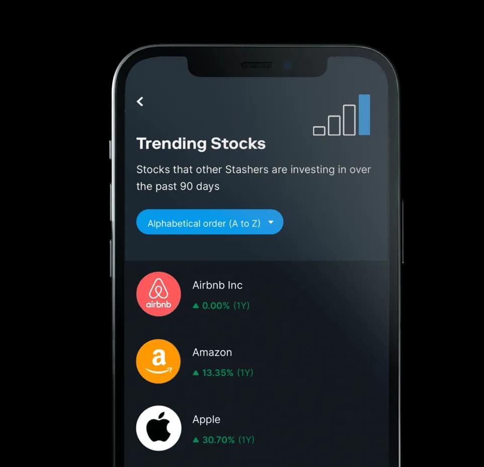 List of trending stocks on Stash.