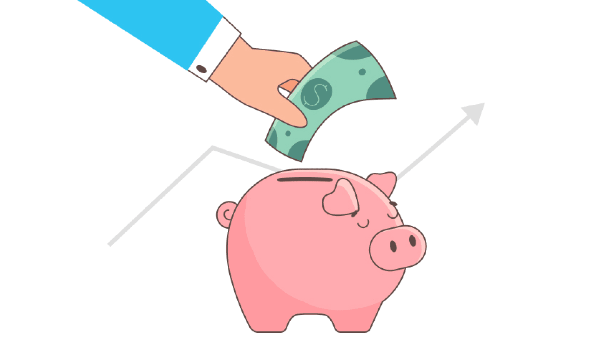 The benefits of Auto-Stash. Piggy bank with money