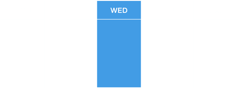Calendar highlighting Wednesday.