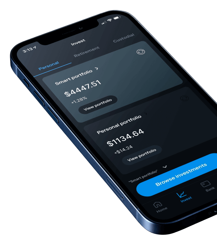 Stash mobile app showing brokerage account balance.