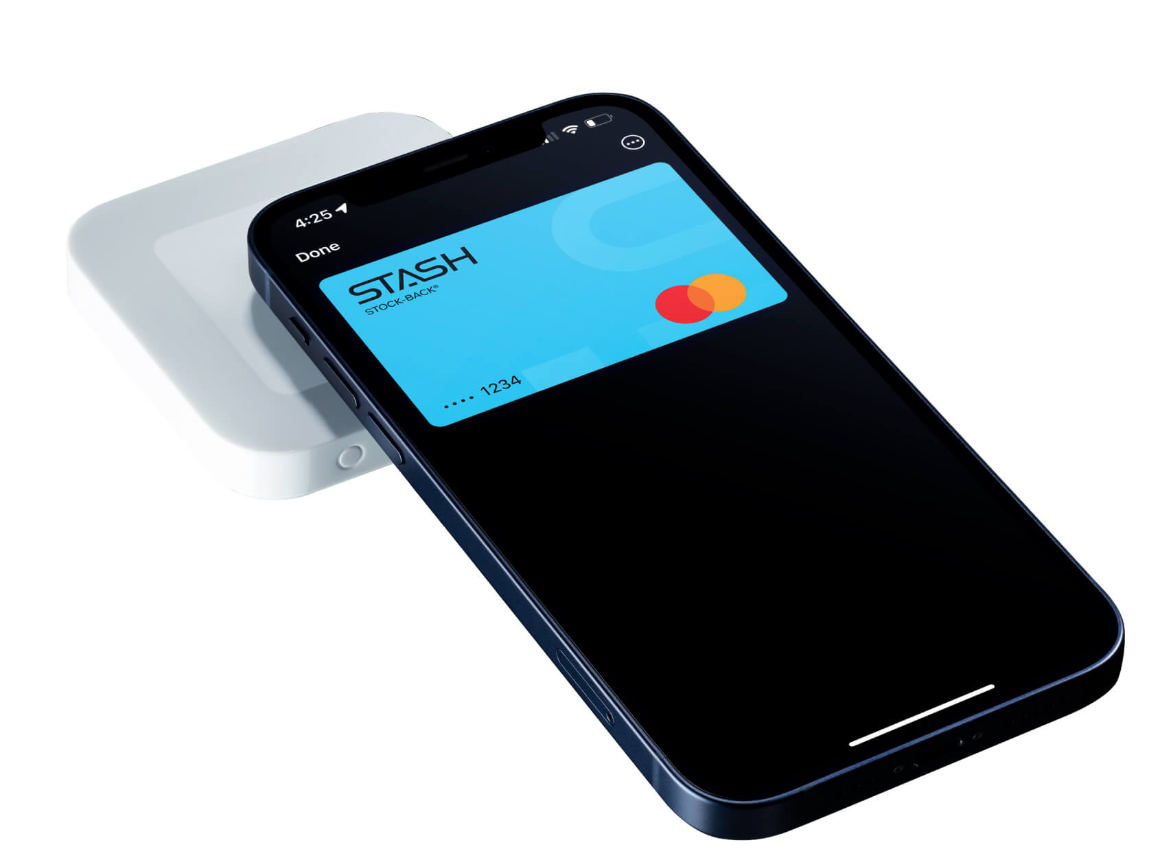 Mobile device making a payment with Stash bank card