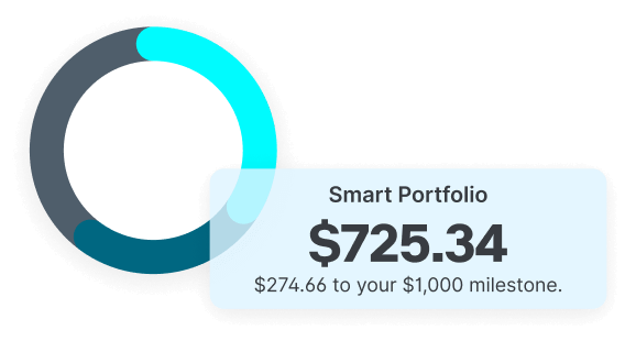 Illustration of a $725.34 balance in a Stash Smart Portfolio.