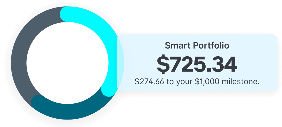 Illustration of a $725.34 balance in a Stash Smart Portfolio.