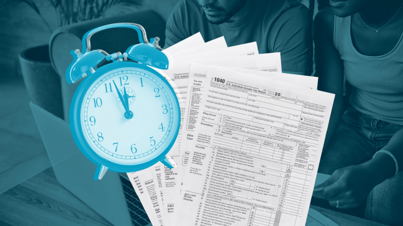 tax documents with three left-facing chevrons