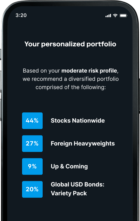 Personalized investment portfolio based on moderate risk level.