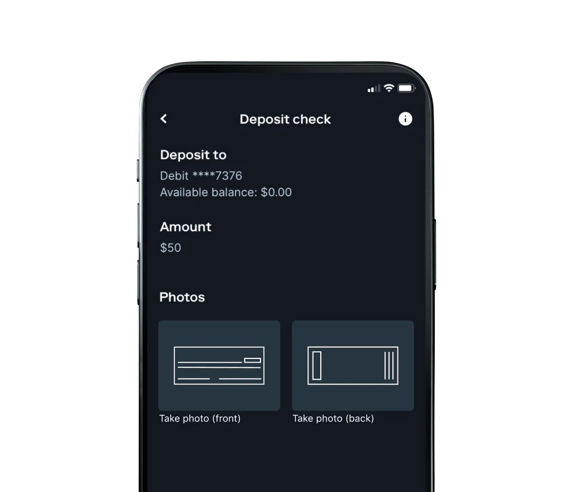 Mobile check deposit feature.